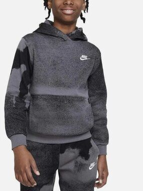 Nike Big Kids Boys' Sportswear Club Fleece Pullover Hoodie (Black/Iron Grey) XS